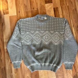 Men's Gray Fair Isle Crewneck Sweater